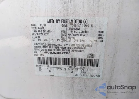 2018 Lincoln Mkx Reserve из США, поврежденный, VIN 2LMPJ6LR2JBL21966